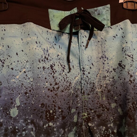 Loco Skailz, Size 32, Mens Swim Trunks, With Underwater Pattern Blue and Black - Picture 5 of 10